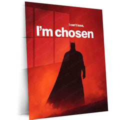 Quote Metal Poster | Batman – I Can’t Lose, I’m Chosen Metal Frame  Dark Knight Destiny & Unbreakable Will Wall Art | Fearless Resolve Superhero Quote Metal Poster