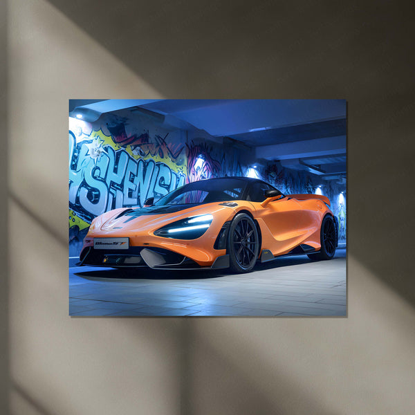 LED | 🚀 McLaren 765LT Neon LED Metal Poster | Limited-Track Edition Supercar Wall Art
