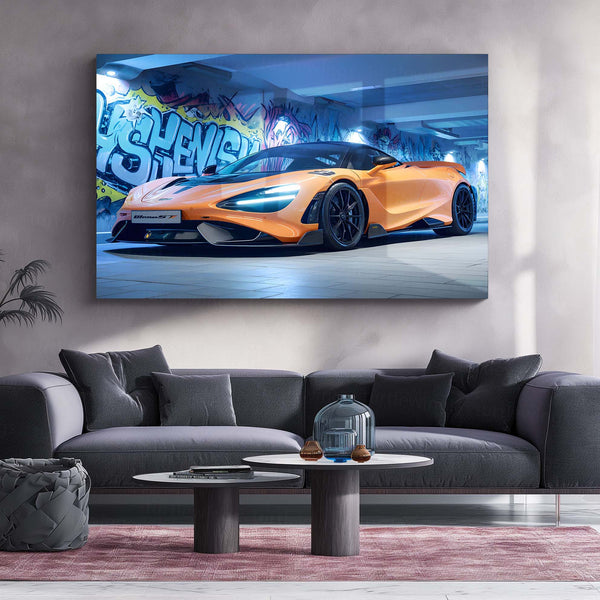 LED | 🚀 McLaren 765LT Neon LED Metal Poster | Limited-Track Edition Supercar Wall Art