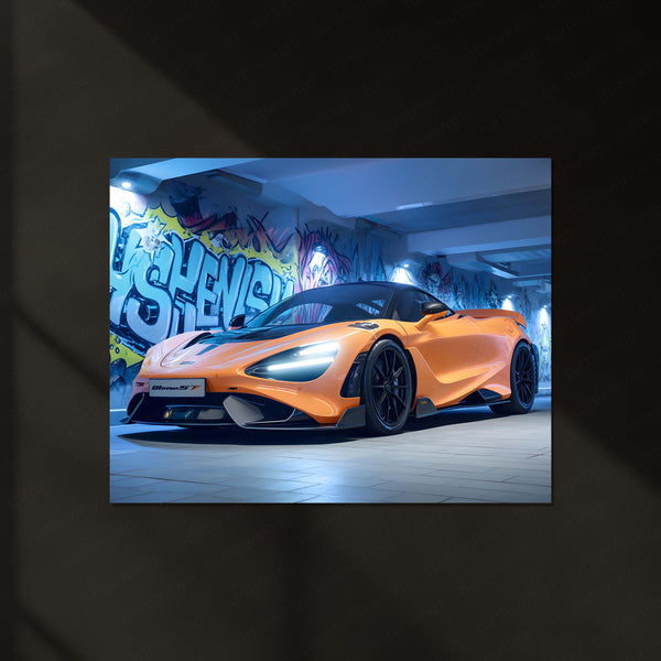LED | 🚀 McLaren 765LT Neon LED Metal Poster | Limited-Track Edition Supercar Wall Art