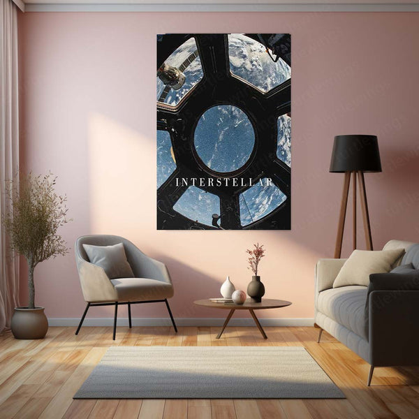 Interstellar – Space Window View of Earth Metal Poster | Sci-Fi Wall Frame