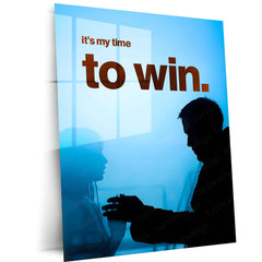 Quote Metal Poster | It’s My Time to Win – Quote Metal Frame Breakthrough Mindset & Silent Confidence Motivational Wall Art | “It’s My Time to Win” Minimal Power Quote Metal Poster