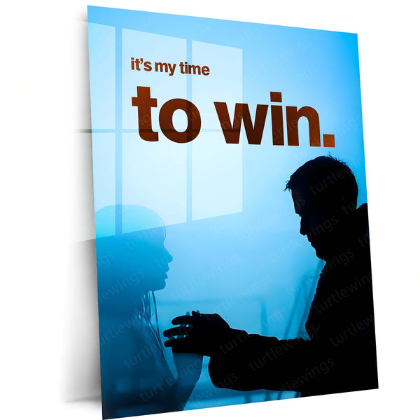 Quote Metal Poster | It’s My Time to Win – Quote Metal Frame Breakthrough Mindset & Silent Confidence Motivational Wall Art | “It’s My Time to Win” Minimal Power Quote Metal Poster