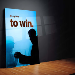 Quote Metal Poster | It’s My Time to Win – Quote Metal Frame Breakthrough Mindset & Silent Confidence Motivational Wall Art | “It’s My Time to Win” Minimal Power Quote Metal Poster
