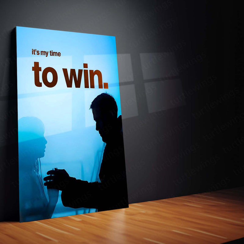 Quote Metal Poster | It’s My Time to Win – Quote Metal Frame Breakthrough Mindset & Silent Confidence Motivational Wall Art | “It’s My Time to Win” Minimal Power Quote Metal Poster