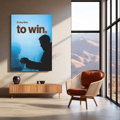 Quote Metal Poster | It’s My Time to Win – Quote Metal Frame Breakthrough Mindset & Silent Confidence Motivational Wall Art | “It’s My Time to Win” Minimal Power Quote Metal Poster