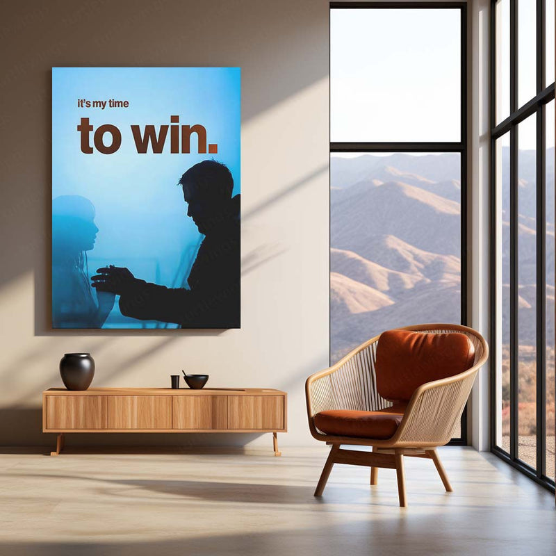 Quote Metal Poster | It’s My Time to Win – Quote Metal Frame Breakthrough Mindset & Silent Confidence Motivational Wall Art | “It’s My Time to Win” Minimal Power Quote Metal Poster