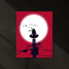 Itachi Uchiha Moon Neon LED Frame | Naruto Anime Wall Art | Minimal Shinobi Silhouette Design - TURTLEWINGS 