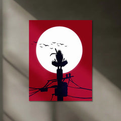 Itachi Uchiha Moon Neon LED Frame | Naruto Anime Wall Art | Minimal Shinobi Silhouette Design - TURTLEWINGS 