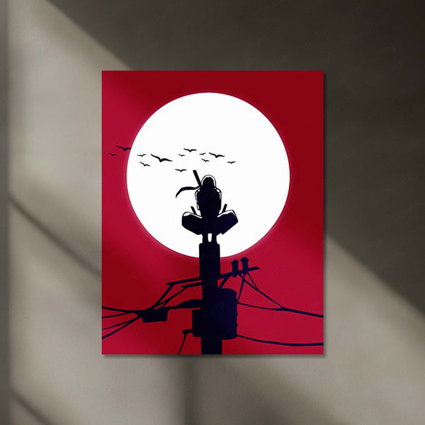 Itachi Uchiha Moon Neon LED Frame | Naruto Anime Wall Art | Minimal Shinobi Silhouette Design
