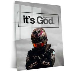 Quote Metal Poster | Lewis Hamilton – It’s Not Luck, It’s God Metal Frame Faith-Driven Champion Mindset Wall Art | Formula 1 Belief & Purpose Quote Metal Poster