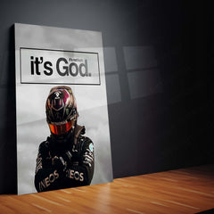 Quote Metal Poster | Lewis Hamilton – It’s Not Luck, It’s God Metal Frame Faith-Driven Champion Mindset Wall Art | Formula 1 Belief & Purpose Quote Metal Poster