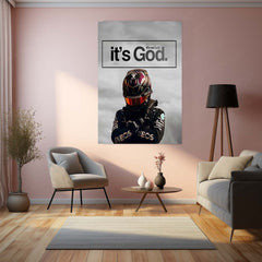 Quote Metal Poster | Lewis Hamilton – It’s Not Luck, It’s God Metal Frame Faith-Driven Champion Mindset Wall Art | Formula 1 Belief & Purpose Quote Metal Poster