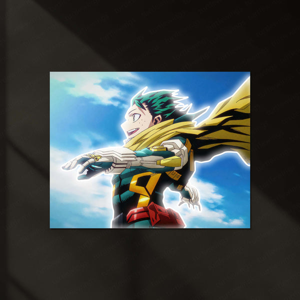 My Hero Academia Deku Neon LED Metal Frame | Izuku Midoriya Anime Poster | Hero Power Wall Art