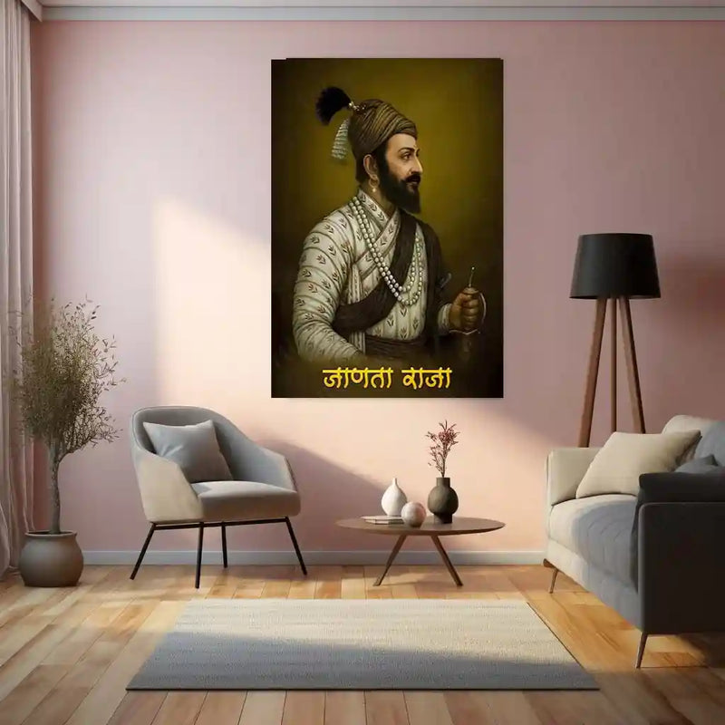 Chhatrapati Shivaji Maharaj Metal Frame | Warrior King Wall Art | Metal Frame 15 - TURTLEWINGS 