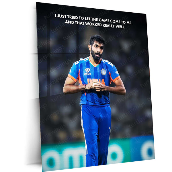 Cricket Metal Frame | Jasprit Bumrah – Let the Game Come to Me | ICC Men's T20 World Cup 2026 Metal Poster