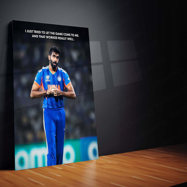 Cricket Metal Frame | Jasprit Bumrah – Let the Game Come to Me | ICC Men's T20 World Cup 2026 Metal Poster