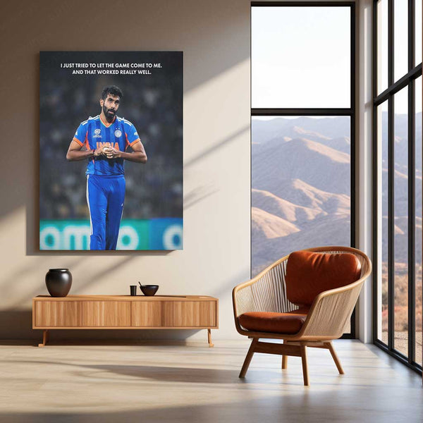 Cricket Metal Frame | Jasprit Bumrah – Let the Game Come to Me | ICC Men's T20 World Cup 2026 Metal Poster