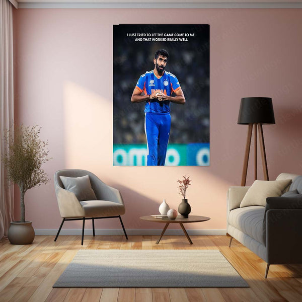 Cricket Metal Frame | Jasprit Bumrah – Let the Game Come to Me | ICC Men's T20 World Cup 2026 Metal Poster