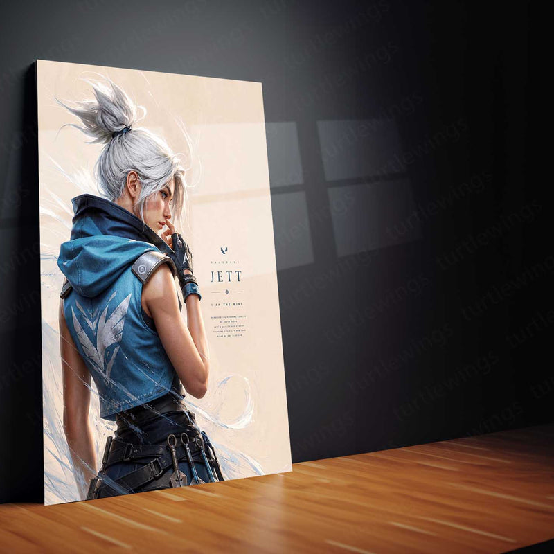 Game Metal Poster | Jett – I Am The Wind Metal Poster Valorant Inspired Wall Art | Gaming Speed & Precision Metal Frame