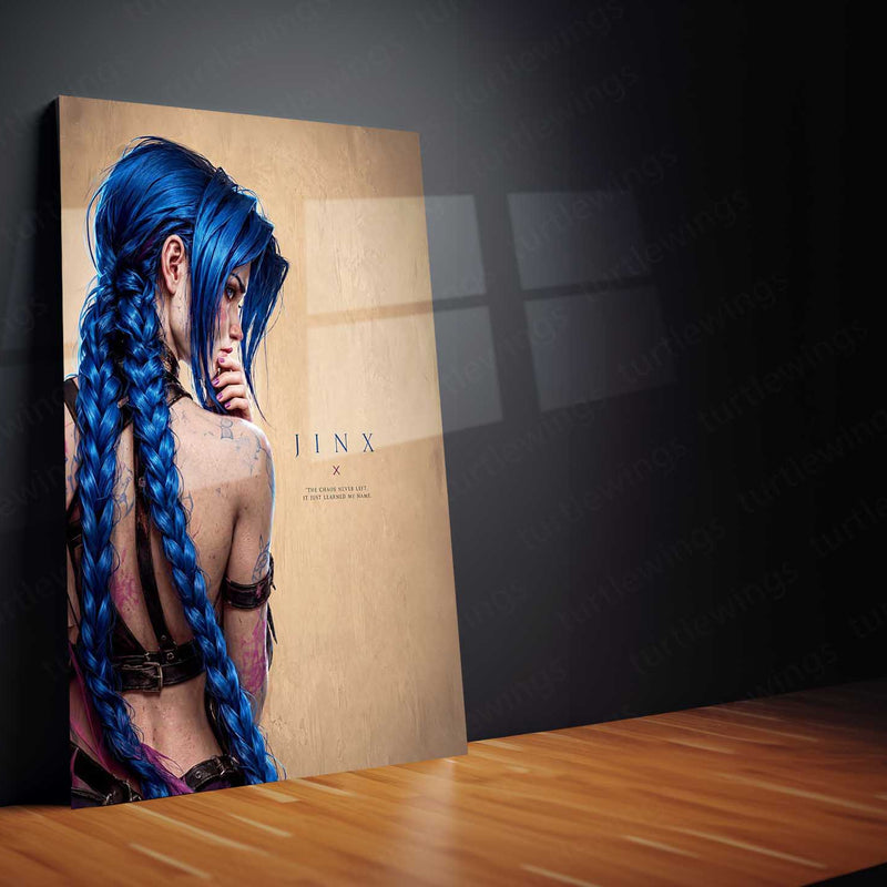 Game Metal Poster | Jinx – Chaos Learned My Name Metal Poster Gaming Character Wall Art | Dark Rebellion Aesthetic Metal Frame