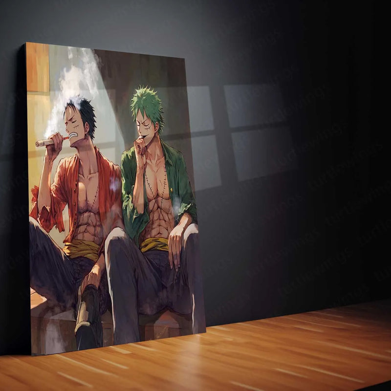 Anime Metal Poster | Luffy & Zoro Metal Poster | One Piece Duo Wall Art | Pirate Brotherhood Decor - TURTLEWINGS 