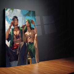 Anime Metal Poster | Luffy & Zoro Metal Poster | One Piece Duo Wall Art | Pirate Brotherhood Decor 01 - TURTLEWINGS 