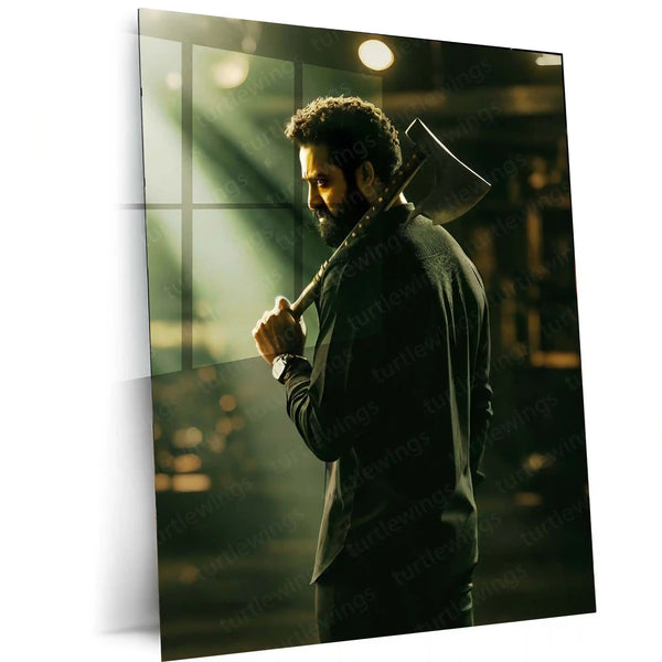 Movies & Series Metal Poster | Jr NTR Mass Stylish Metal Poster | Telugu Superstar Wall Art | Premium Action Portrait Frame - TURTLEWINGS 