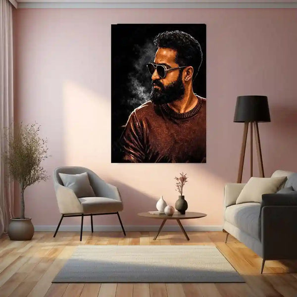 Movies & Series Metal Poster | Jr NTR Mass Stylish Metal Poster | Telugu Superstar Wall Art | Premium Action Portrait Frame 01 - TURTLEWINGS 