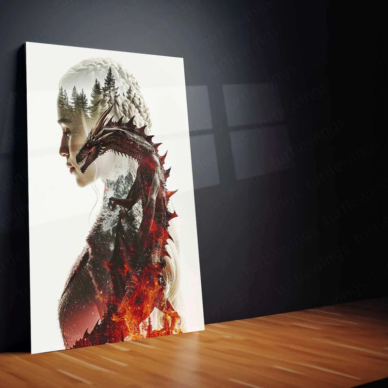 Daenerys Targaryen Double Exposure Art – Game of Thrones, Dragon and Mother of Dragons - TURTLEWINGS 