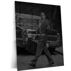 Quote Metal Poster | Just Start Motivational Metal Poster | Businessman Success Mindset Wall Art | Take Action, Ambition &