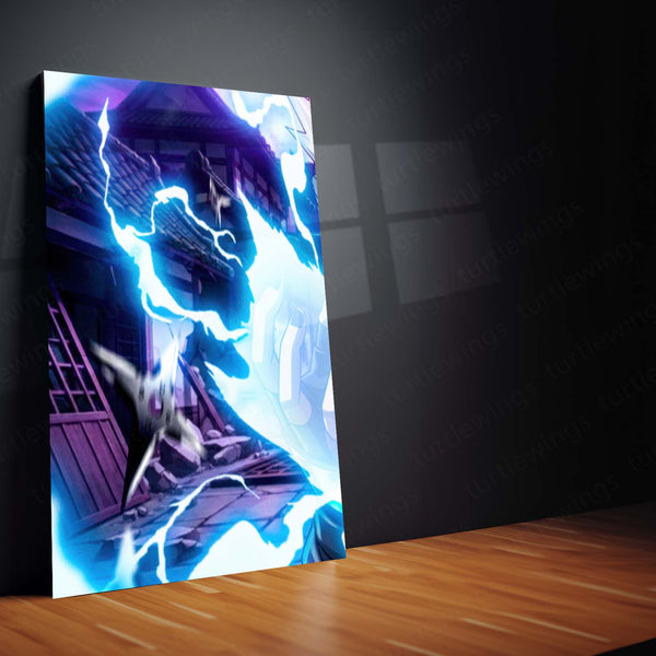 Anime Metal Poster Set of 3 | Kakashi Hatake Chidori Lightning Triptych Wall Art