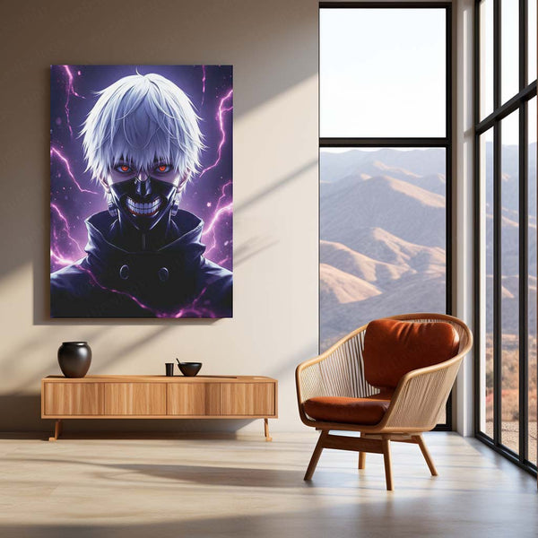 Anime Metal Poster | Tokyo Ghoul – Ken Kaneki Shadow Metal Poster | Dark Anime Wall Frame 01