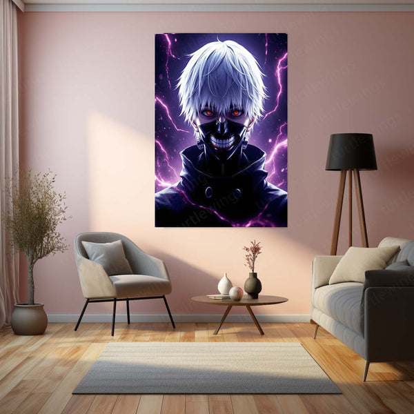 Anime Metal Poster | Tokyo Ghoul – Ken Kaneki Shadow Metal Poster | Dark Anime Wall Frame 01