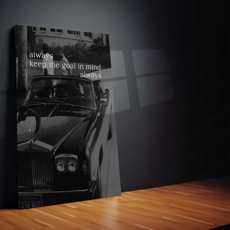 Quote Metal Poster | Always Keep the Goal in Mind Motivational Metal Poster | Luxury Car Success & Focus Mindset Wall Art