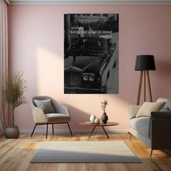 Quote Metal Poster | Always Keep the Goal in Mind Motivational Metal Poster | Luxury Car Success & Focus Mindset Wall Art