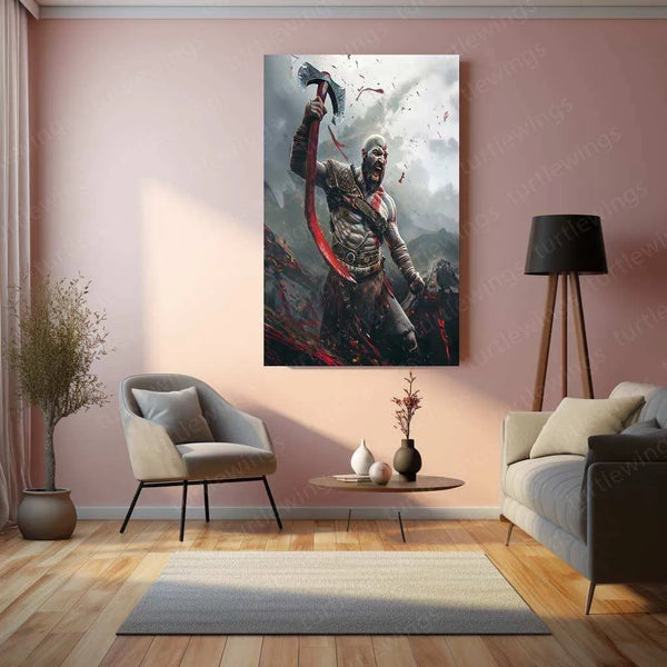 Kratos – God of War Metal Poster | Powerful Warrior Wall Art - TURTLEWINGS 