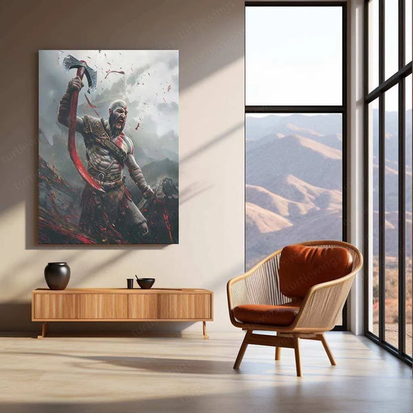 Kratos – God of War Metal Poster | Powerful Warrior Wall Art - TURTLEWINGS 