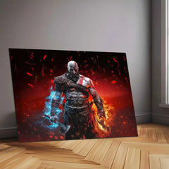 Kratos – Reborn | God of War Legendary Metal Frame | Mythic Warrior Gaming Wall Art - TURTLEWINGS 