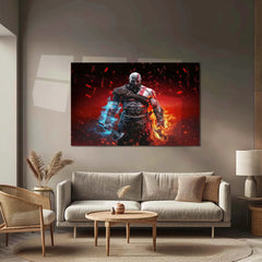 Kratos – Reborn | God of War Legendary Metal Frame | Mythic Warrior Gaming Wall Art - TURTLEWINGS 