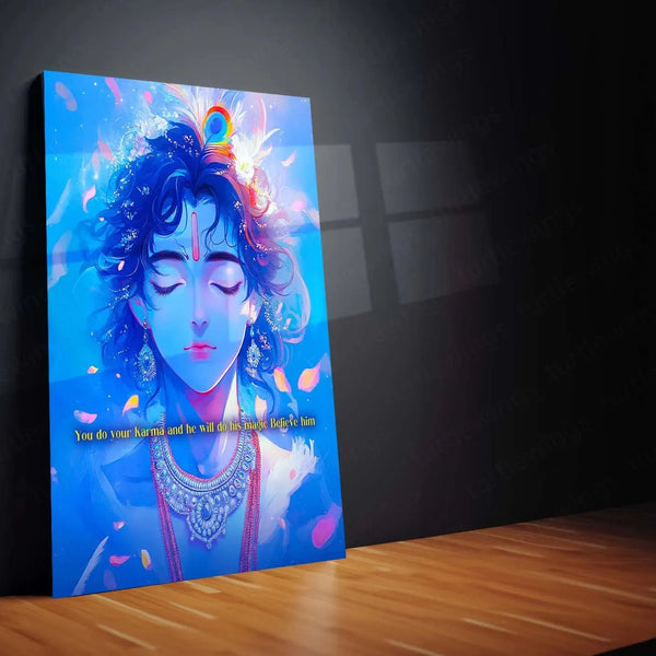 Spiritual Metal Poster | Lord Krishna 1 | Motivational Quotes - TURTLEWINGS 
