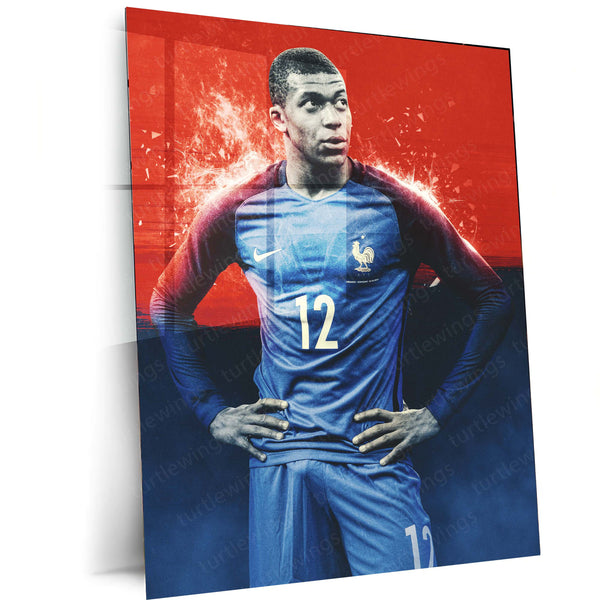 Kylian Mbappé France Metal Frame | World Cup Star Wall Art 01 - TURTLEWINGS 