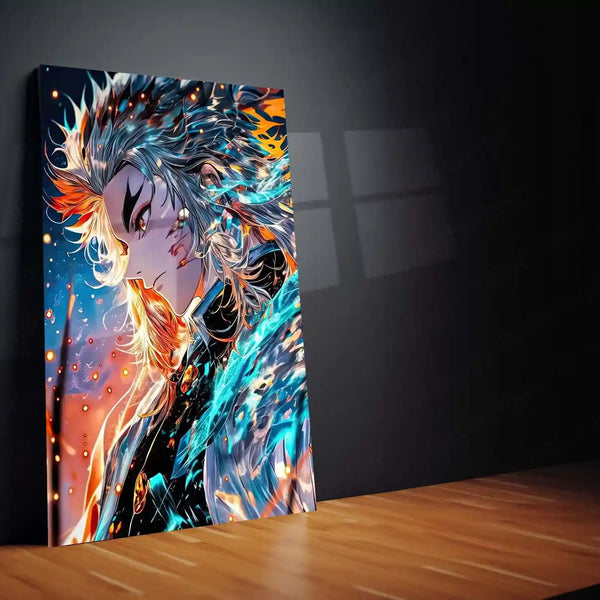 Anime Metal Poster | Kyojuro Rengoku – Flame of the Unbreakable Will | Demon Slayer Metal Frame | Anime Warrior Wall Art - TURTLEWINGS 