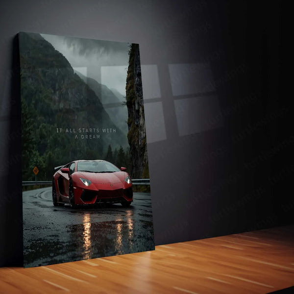 Quotes Metal Poster | Lamborghini with Motivational Quote Metal Poster | Speed x Success Wall Art