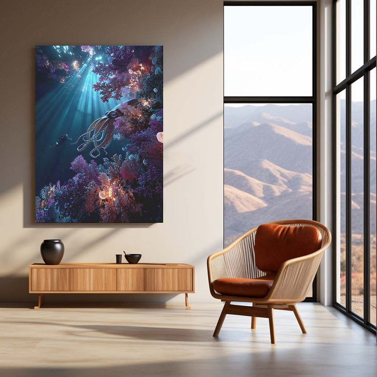 Colossal Hamilton’s Squid Metal Poster | Deep Sea Creature Wall Art | Underwater Fantasy Decor