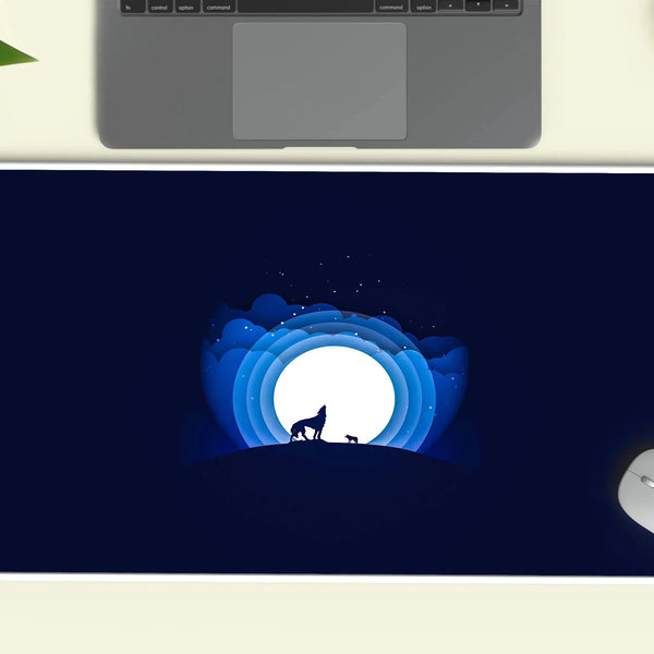 wolf moon howling abstract deskmat - TURTLEWINGS 