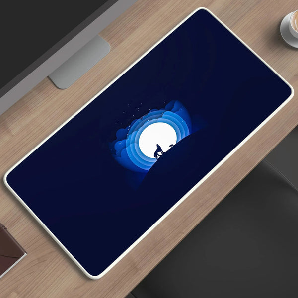 wolf moon howling abstract deskmat - TURTLEWINGS 