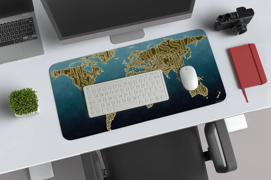 world map abstract art deskmat