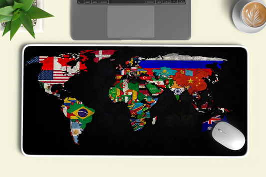 world map abstract art deskmat 1