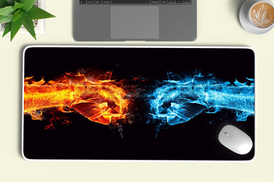 fire and water punch abstract deskmat